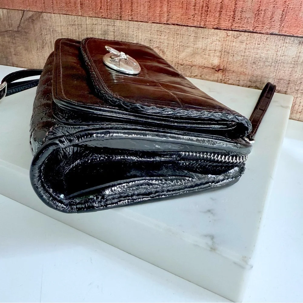 Brighton Black Quilted Croc Leather Fifth Ave Shine Organizer